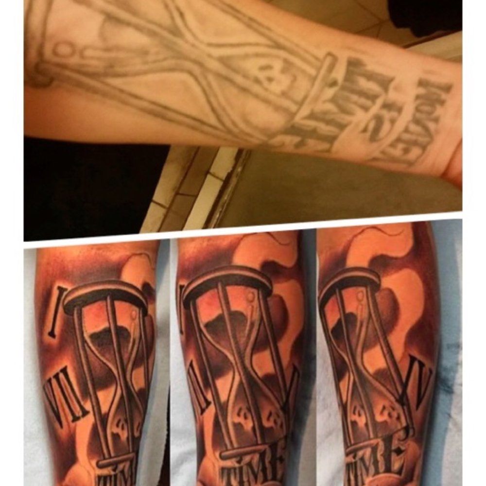 Pachuco Tattoo - Before on top After on bottom Came out great !!I love it - Piercing Near Me - Orange, California Pachuco Tattoo - Before on top After on bottom Came out great !!I love it - Piercing Near Me - Orange, California