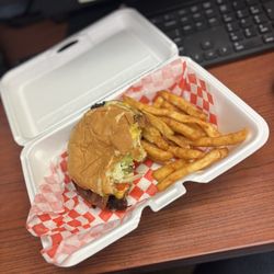 Just Burgers - JB combo added cheese and bacon.