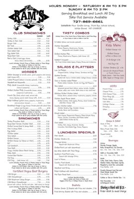 Menu photo 1 Ram's Family Restaurant Hudson, FL