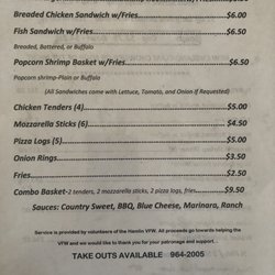 Hamlin Vfw Post 6703 - Menu