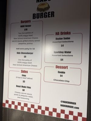 Menu photo 1 NADC Burger Las Vegas, NV
