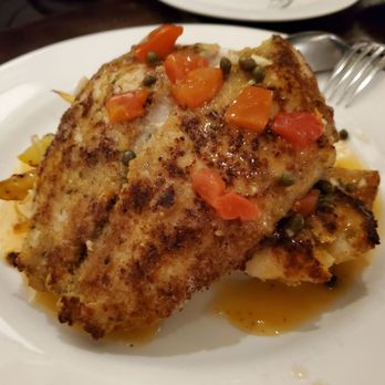 Maurizio's - Special menu item Petrale Sole ($34). Potatoes and roasted veggies underneath. Parmesan-crusted, seared, served with white wine caper sauce. - Italian Near Me - Morgan Hill, California