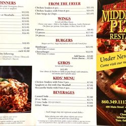Middlefield Pizza and Restaurant - NEW MENU AS October 14, 2024