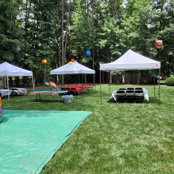 EZ Rentalz - Three 10x10 tents with 6 foot tables and chairs - Party Equipment Rentals Near Me - Durham, North Carolina EZ Rentalz - Three 10x10 tents with 6 foot tables and chairs - Party Equipment Rentals Near Me - Durham, North Carolina