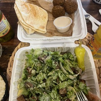 Falafel California - Mediterranean Salad mixed up with Falafel on the side - Mediterranean Near Me - San Diego, California