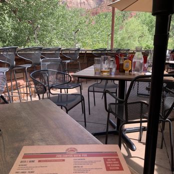 Zion Canyon Brewpub - View from the table - Burgers Near Me - Springdale, Utah