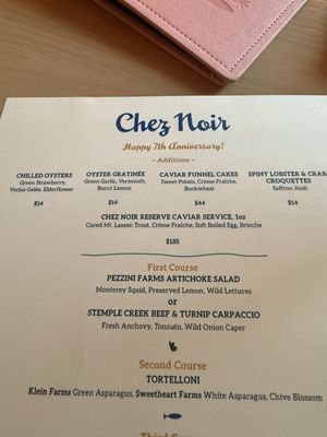 Menu photo 1 Chez Noir Carmel, CA