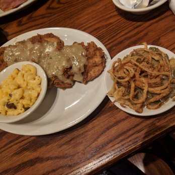 Cracker Barrel Old Country Store - Country fried turkey with macaroni & cheese and green bean casserole. - Breakfast & Brunch Near Me - Norcross, Georgia Cracker Barrel Old Country Store - Country fried turkey with macaroni & cheese and green bean casserole. - Breakfast & Brunch Near Me - Norcross, Georgia