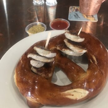 Copper Still Grill - Brat and pretzels. my favorite. $10, $6 for pretzels only - New American Near Me - Monrovia, California