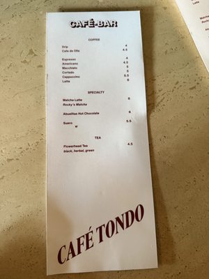 Menu photo 2 Café Tondo Los Angeles, CA