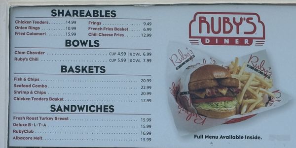 Menu photo 1 Ruby's Diner Newport Beach, CA Menu photo 1 Ruby's Diner Newport Beach, CA