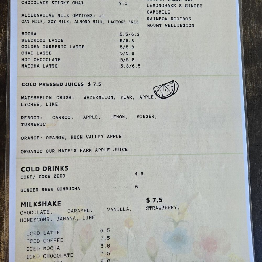 Lansdowne Cafe - Their menu, flip side - Cafes Near Me - West Hobart, TAS