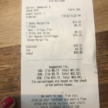 Mexicue - Midtown - My bill! Paid for cocktails that disappointed me so much. I needed a drink after this .. a good one! - Mexican Near Me - New York, New York Mexicue - Midtown - My bill! Paid for cocktails that disappointed me so much. I needed a drink after this .. a good one! - Mexican Near Me - New York, New York
