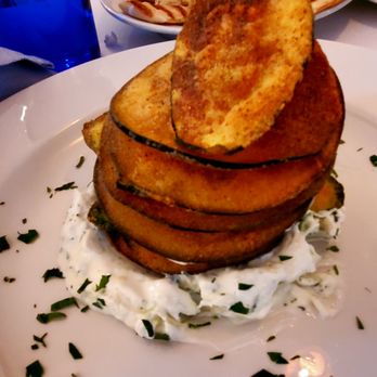 Zerdem - Fried zucchini + eggplant chips over tzaziki - 10/10/2024 - Mediterranean Near Me - Greenport, New York