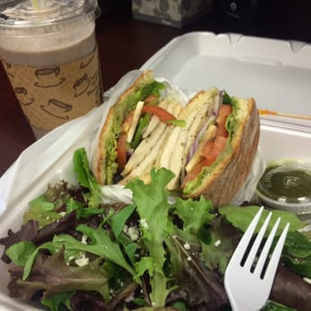Orange Tree Cafe - This is the Chicken Pesto Panini w/a side salad & Oreo blended. I would DEFINITELY recommend this place! Soooo good!! - Juice Bars & Smoothies Near Me - Los Angeles, California