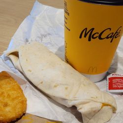 McDonald's - Sausage burrito, hash brown, coffee