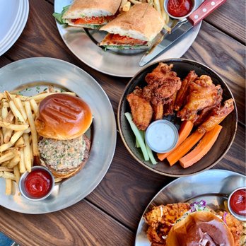 Eureka - Napa Chicken Sandwich 28 Day Dry-Aged Bone Marrow Wings Spicy Fried Chicken Sandwich - American Near Me - Santa Clara, California Eureka - Napa Chicken Sandwich 28 Day Dry-Aged Bone Marrow Wings Spicy Fried Chicken Sandwich - American Near Me - Santa Clara, California