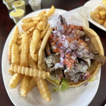 Garden Grill House - Gyros Sandwich, Fries & Regular Soda/ Instagram @JUDEETHEFOODEE - Delis Near Me - San Diego, California