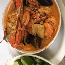 Suzy B - Seadfood soup w/ rice & tortillas  caldo de mariscos c/ arroz y tortillas