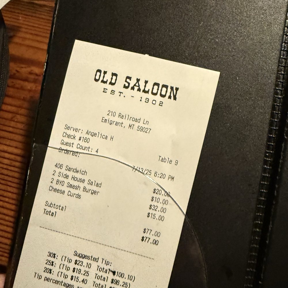 Old Saloon - Example of Prices. - Bars Near Me - Emigrant, Montana Old Saloon - Example of Prices. - Bars Near Me - Emigrant, Montana