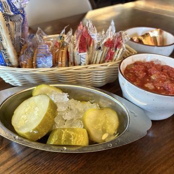Jocko's Steak House - Pickles, salsa, crackers - Steakhouses Near Me - Nipomo, California
