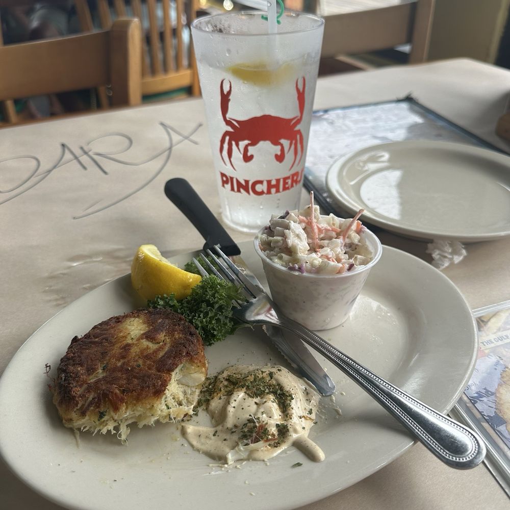Pinchers - Crab cake and coleslaw, yummy - Seafood Near Me - Naples, Florida Pinchers - Crab cake and coleslaw, yummy - Seafood Near Me - Naples, Florida