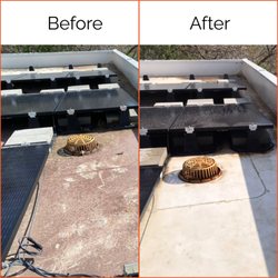 Taraxia Pro Wash - Our soft washing technique safely removes any dirt, saw dust, mold and algae without damaging the fragile membrane roof.