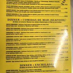 Fiesta Mexican Restaurant - Dinner menu 2024