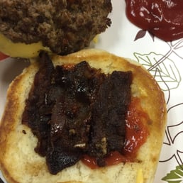 Whomever cooked the bacon today, failed miserably. Looks like smeared dog mess.