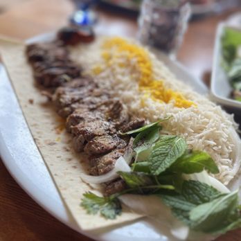 Lavash - Beef Barg kebab and saffron rice are a perfect match. A must-have at Lavash! - Persian/Iranian Near Me - San Francisco, California