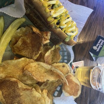 Finley Dunne’s Tavern - Senoran dog....and homemade chips. Yum! - Sports Bars Near Me - Chicago, Illinois Finley Dunne’s Tavern - Senoran dog....and homemade chips. Yum! - Sports Bars Near Me - Chicago, Illinois