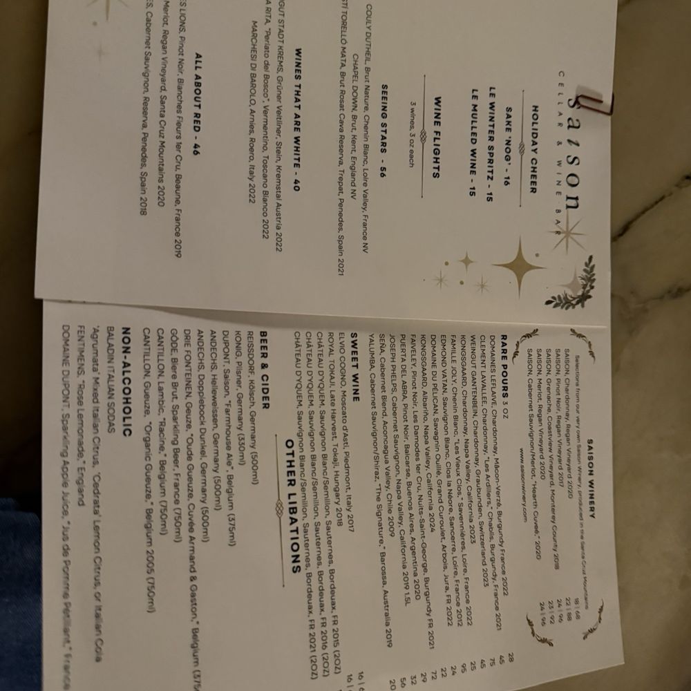 Saison - Menu (dec 2025) - Wine Bars Near Me - San Francisco, California Saison - Menu (dec 2025) - Wine Bars Near Me - San Francisco, California