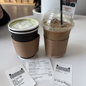 Cassel Earth Coffee - L-R: hot Matcha Latte & Strawberry Latte - Coffee & Tea Near Me - Irvine, California Cassel Earth Coffee - L-R: hot Matcha Latte & Strawberry Latte - Coffee & Tea Near Me - Irvine, California