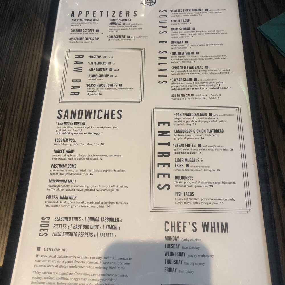 Glass House - Menu - March 2019 - New American Near Me - Cambridge, Massachusetts Glass House - Menu - March 2019 - New American Near Me - Cambridge, Massachusetts