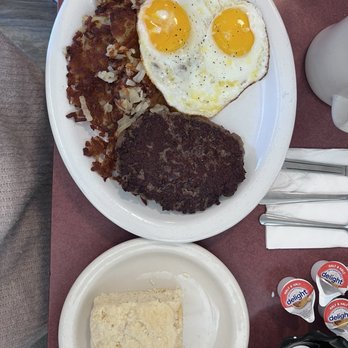 Downie's Cafe - Hamburger patty, hash browns and sunny side up eggs and homemade biscuits - Breakfast & Brunch Near Me - Bay City, Oregon Downie's Cafe - Hamburger patty, hash browns and sunny side up eggs and homemade biscuits - Breakfast & Brunch Near Me - Bay City, Oregon