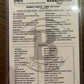 Barrington Tap & Table - Available Spirits - Cocktail Bars Near Me - Marriottsville, Maryland