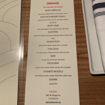 KAI ZAN - Omkase Menu - Asian Fusion Near Me - Chicago, Illinois