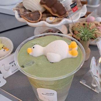 Studio De Corner - Matcha with coconut water and a duck marshmallow - Cafes Near Me - Markham, Ontario