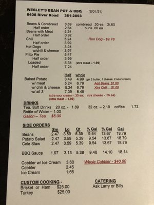 Menu photo 2 Wesley's Bean Pot & BBQ Amarillo, TX Menu photo 2 Wesley's Bean Pot & BBQ Amarillo, TX