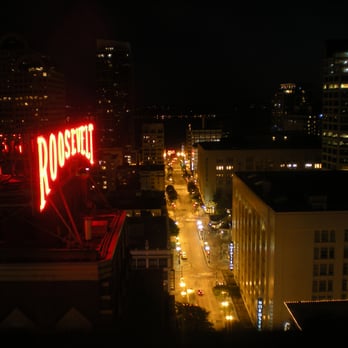 Grand Hyatt - View down Pine Street at night - Hotels Near Me - Seattle, Washington Grand Hyatt - View down Pine Street at night - Hotels Near Me - Seattle, Washington