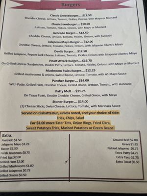 Menu photo 2 The J and P Bar & Grill Comstock, TX
