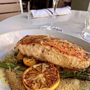 Moxies - Salmon entree substituted brown rice for quinoa. - Lounges Near Me - Miami, Florida Moxies - Salmon entree substituted brown rice for quinoa. - Lounges Near Me - Miami, Florida