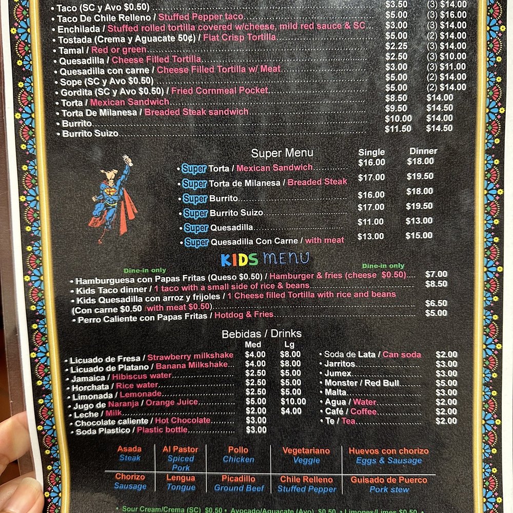 Taqueria Super Burrito - Menu 9/23 - Mexican Near Me - Chicago, Illinois Taqueria Super Burrito - Menu 9/23 - Mexican Near Me - Chicago, Illinois