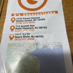 G’s Cheesesteaks - This is the menu we went to NJ-37