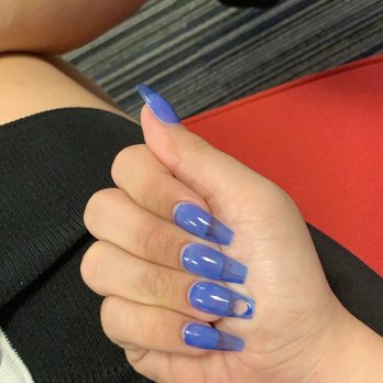 Legends Nails & Spa - Blue jelly gelx nails with heart cut out - I think they were $70 :) - Nail Salons Near Me - Rancho Cucamonga, California Legends Nails & Spa - Blue jelly gelx nails with heart cut out - I think they were $70 :) - Nail Salons Near Me - Rancho Cucamonga, California