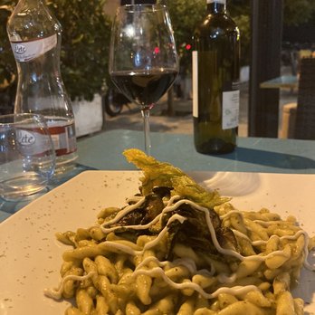 Cavoli Nostri - Pasta with zucchini cream sauce and a crispy zucchini flower on top. - Vegan Near Me - Naples, NA Cavoli Nostri - Pasta with zucchini cream sauce and a crispy zucchini flower on top. - Vegan Near Me - Naples, NA