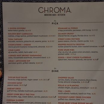 Chroma Modern Bar + Kitchen - Menu - New American Near Me - Orlando, Florida Chroma Modern Bar + Kitchen - Menu - New American Near Me - Orlando, Florida