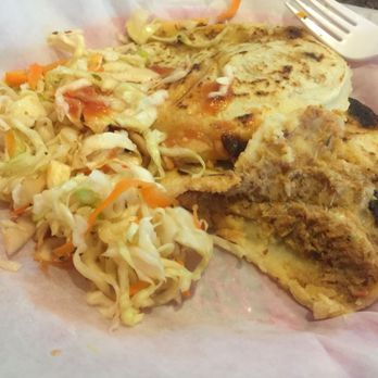 Pupuseria Doña Azucena - A look inside - shredded pork and cheese. A beautiful sight. - Latin American Near Me - Arlington, Virginia Pupuseria Doña Azucena - A look inside - shredded pork and cheese. A beautiful sight. - Latin American Near Me - Arlington, Virginia