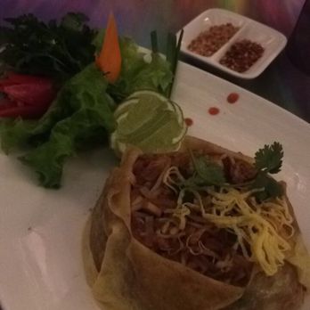 Thai Gallery - seafood pad thai wrapped in egg blanket - Thai Near Me - Milan, Michigan Thai Gallery - seafood pad thai wrapped in egg blanket - Thai Near Me - Milan, Michigan