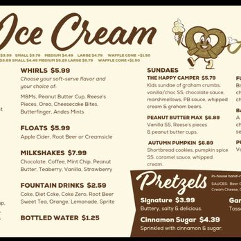 The Pretzel Hut - Menu part 3 - Ice Cream & Frozen Yogurt Near Me - Newmanstown, Pennsylvania